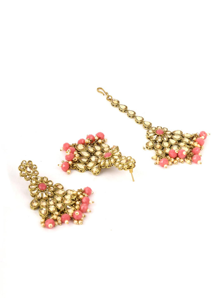 Pink Pearls Kundan Gold Plated Choker Set