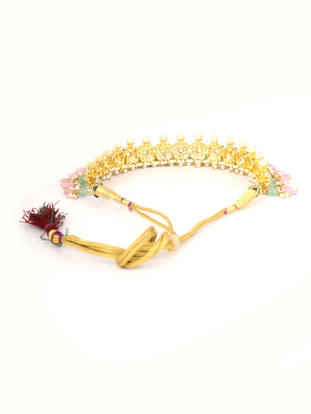 Multi-Color Pearls Beads Kundan Gold Plated Jewellery Set