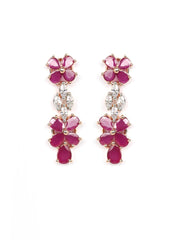 Radiant Ruby-Floral American Diamond Rose Gold Jewellery Set