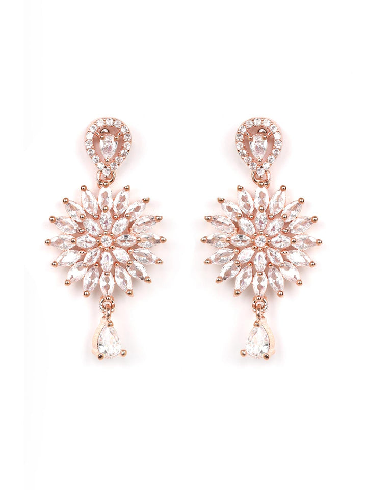 Dreamy Dahlia - American Diamond Rose Gold Plated Jewellery Set
