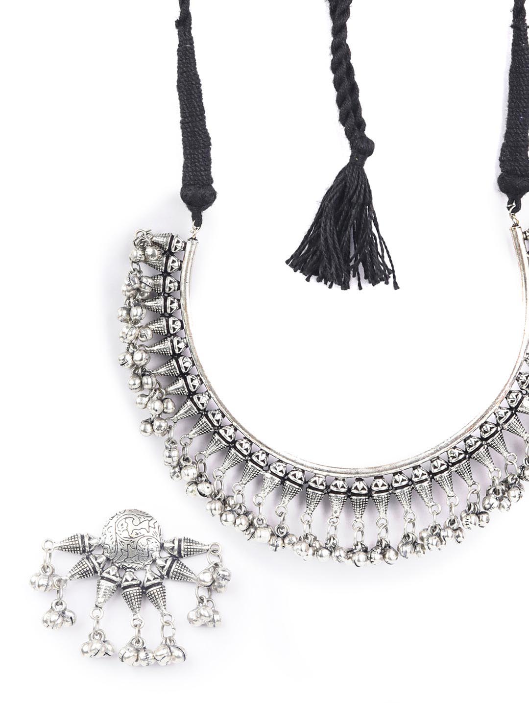 Ghungroo Silver Plated Jewellery Set with Ring
