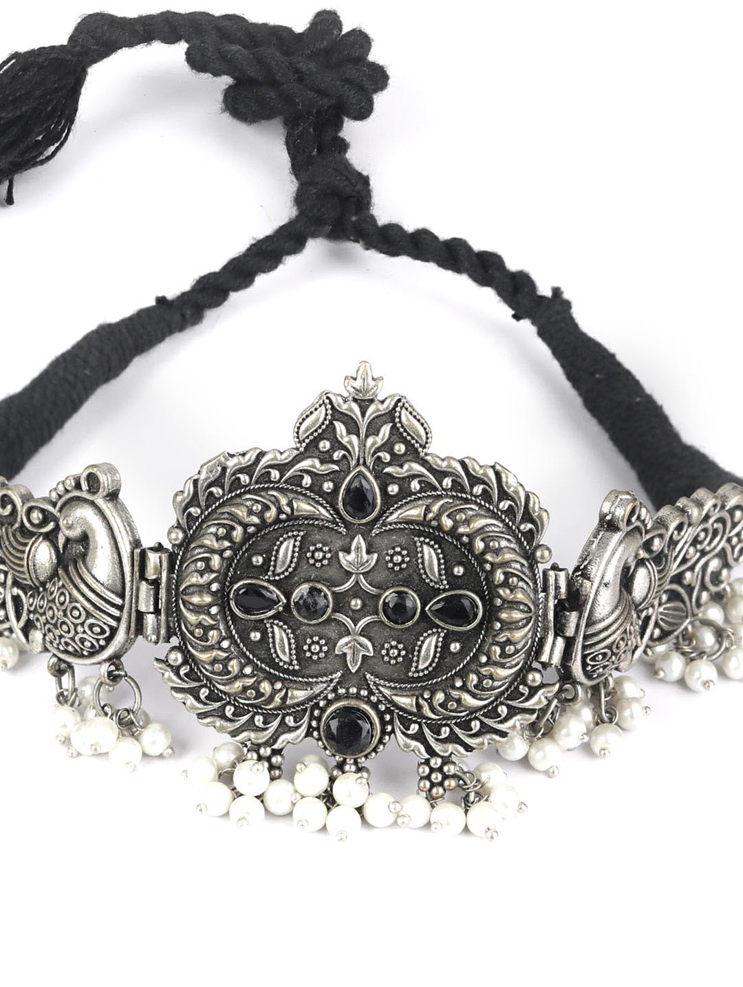 Beads Silver Plated Peacock Choker Set