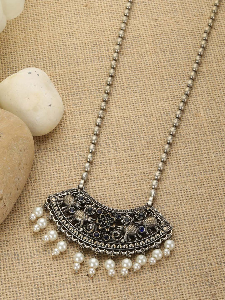 Beads Stones Silver Plated Necklace