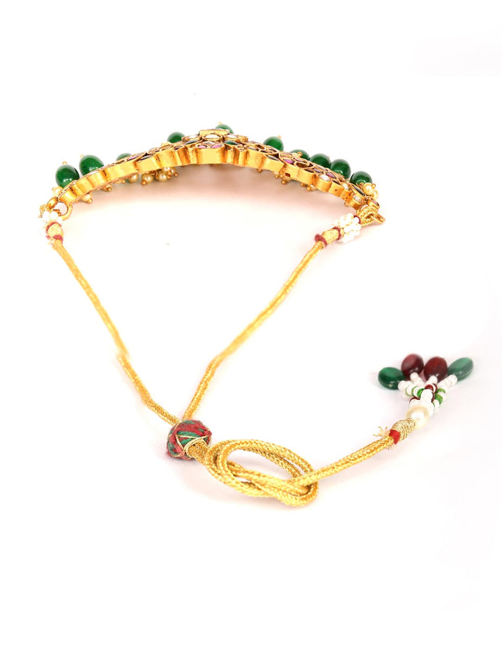 Emerald Pearls Beads Ruby Stones Gold Plated Choker Set