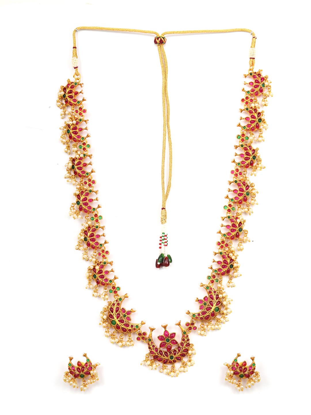 Ruby Emerald Beads Gold Plated Jewellery Set