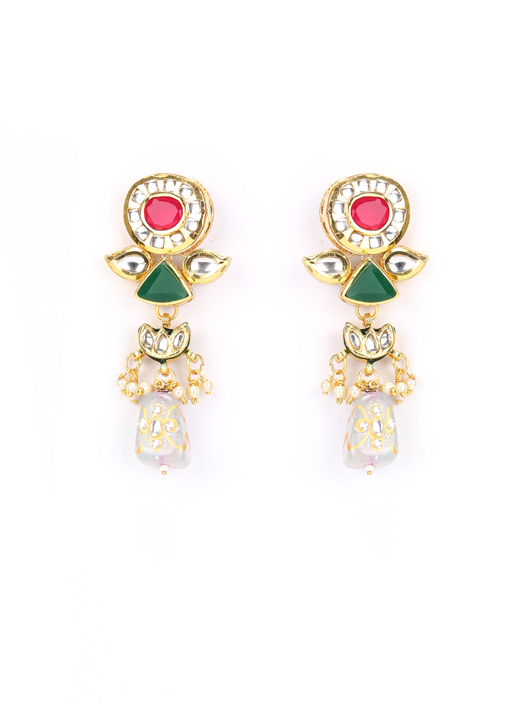 Multi-Color Pearls Beads Stones Kundan Gold Plated Choker Set