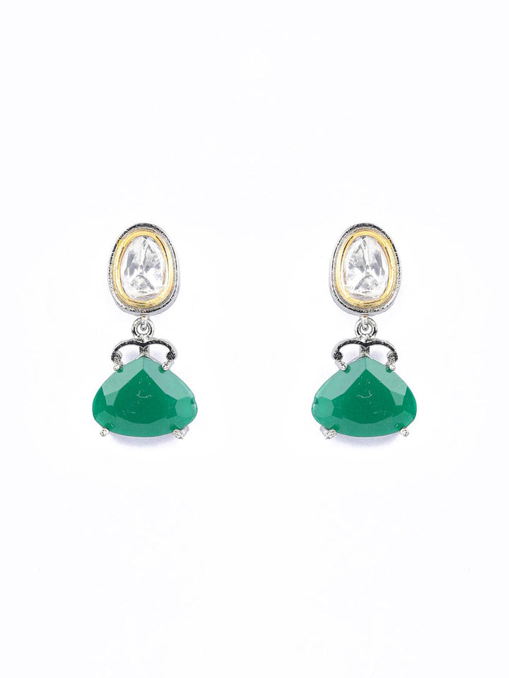 Green American Diamond Stones Studded Gold Plated Jewellery Set