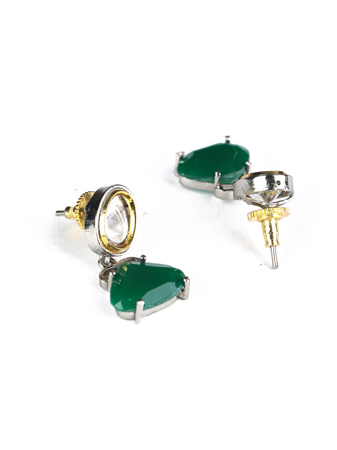 Green American Diamond Stones Studded Gold Plated Jewellery Set