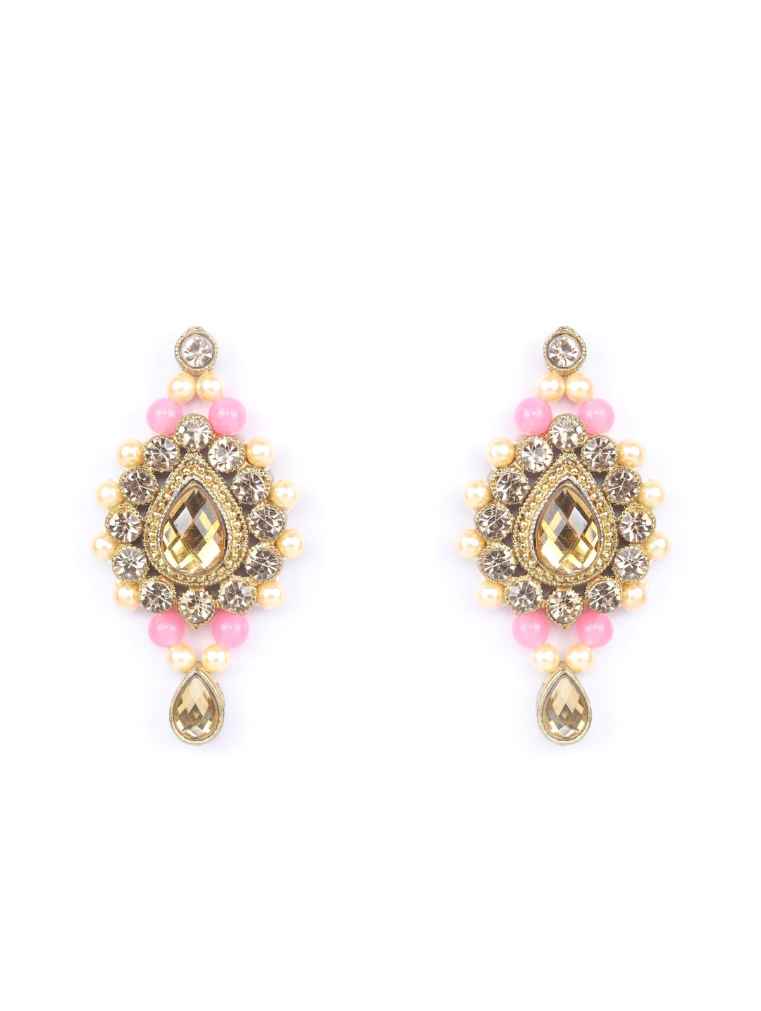 Pink Kundan Pearls Gold Plated Jewellery Set with MaangTikka