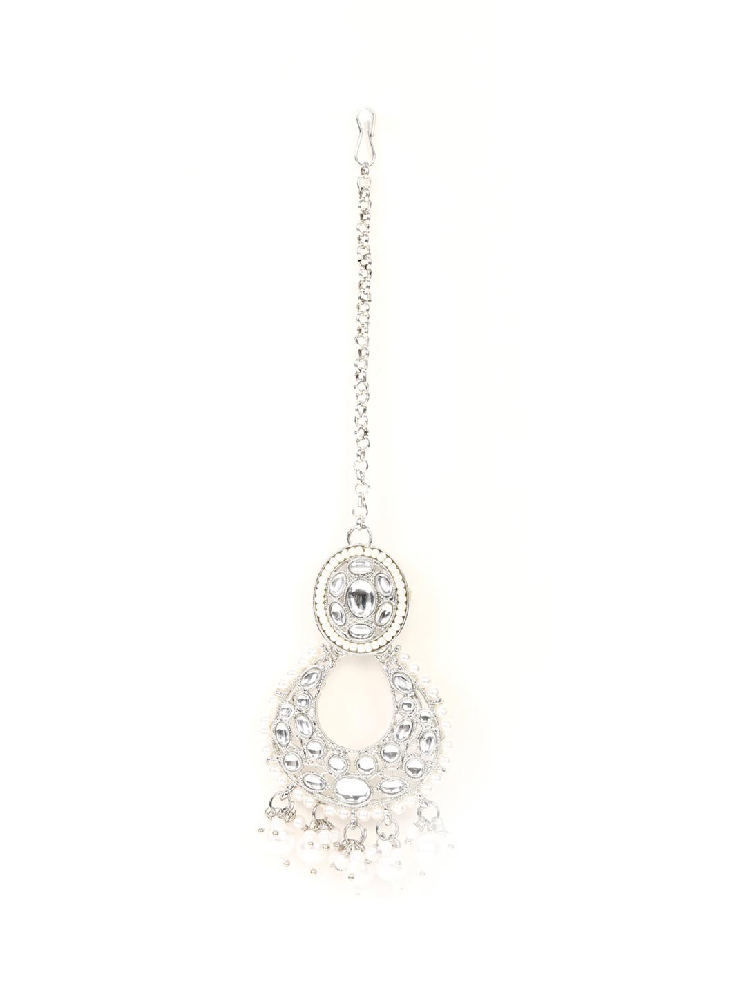 Kundan Pearls Beads Silver Plated Choker Set with MaangTikka