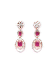 Ruby Roll - Pink American Diamond Rose Gold-Plated Jewellery Set