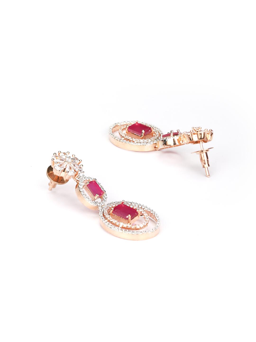 Ruby Roll - Pink American Diamond Rose Gold-Plated Jewellery Set
