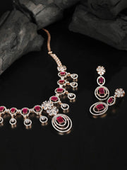 Ruby Roll - Pink American Diamond Rose Gold-Plated Jewellery Set