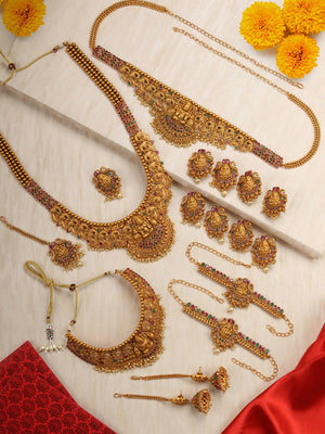 Ruby Emerald Gold Plated Bridal Jewellery Set