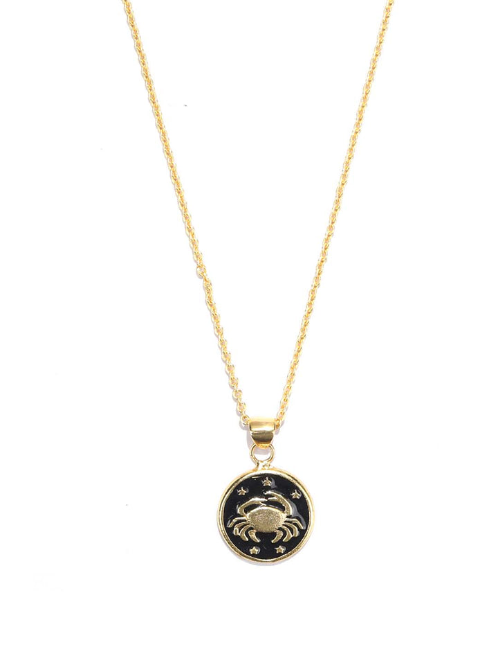 Cancer Zodiac Sign Black Gold Plated Necklace