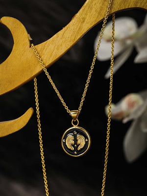 Gemini Zodiac Sign Black Gold Plated Necklace