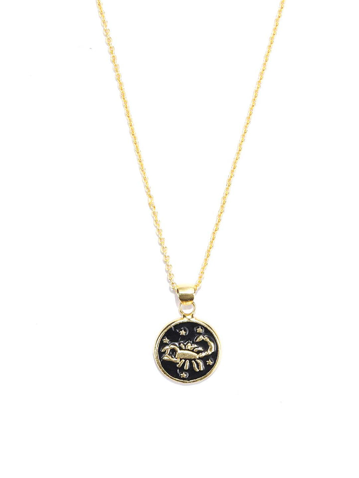 Scorpio Zodiac Sign Black Gold Plated Necklace
