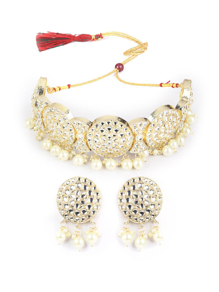 Kundan Pearls Gold Plated Choker Set