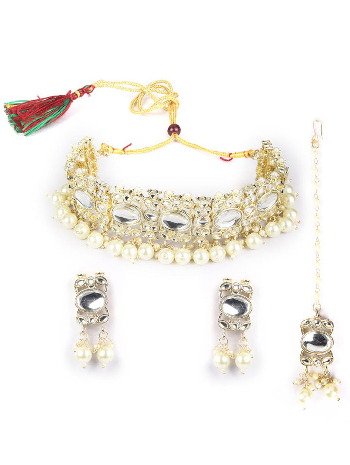 Kundan Pearls Gold Plated Choker Set with MaangTikka