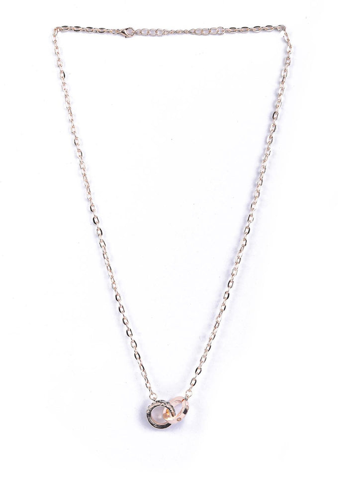 Stones Studded Rose Gold Plated Pendant