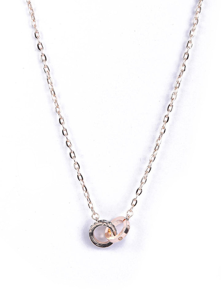 Stones Studded Rose Gold Plated Pendant