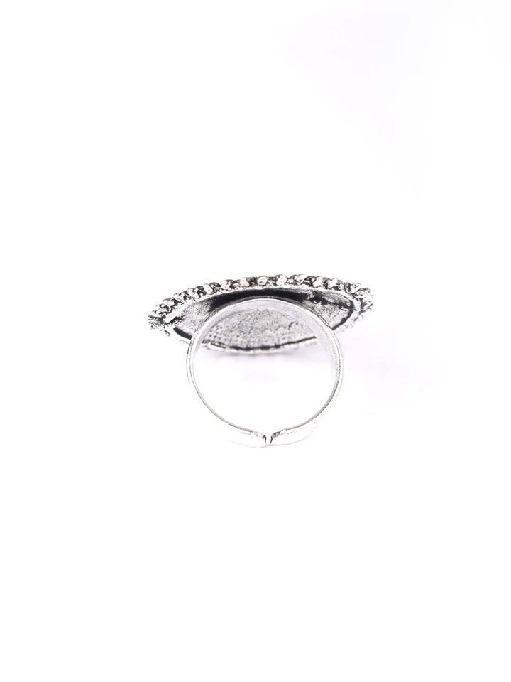 Silver Plated Spherical Jewellery Set with Ring and NosePin