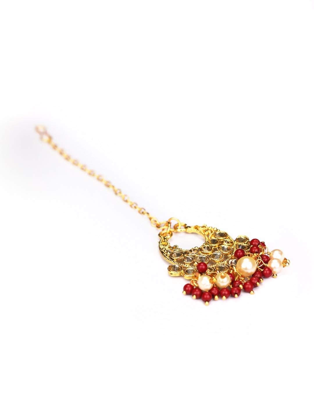 Stones Pearls Gold Plated Floral Choker Set with MaangTikka