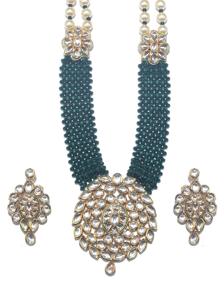 Green Gold Plated Kundan Jewellery Set