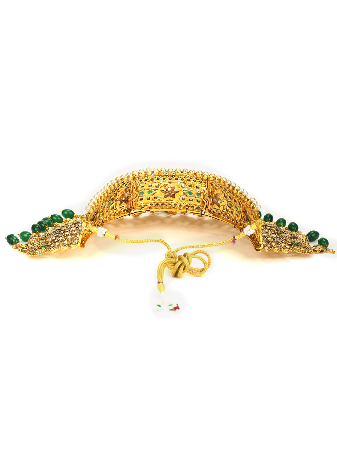 Green Gold-Plated Kundan Bridal Jewellery Set