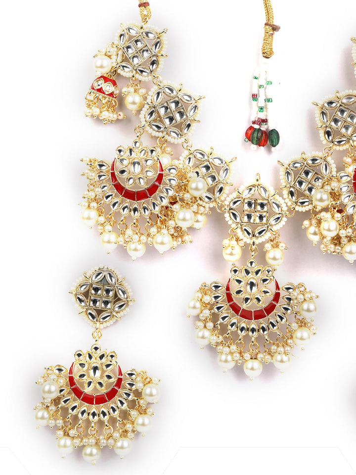 Pearls Kundan Studded Gold Plated Choker Set