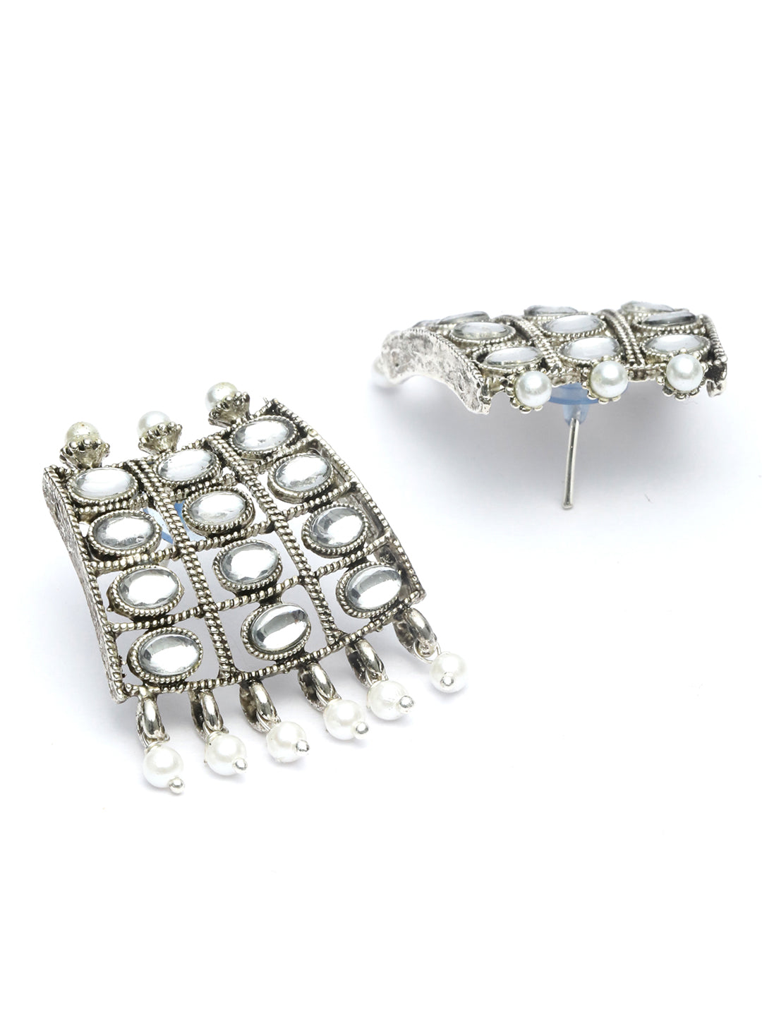 Gem Embrace - White Stones Silver Plated Jewellery Set