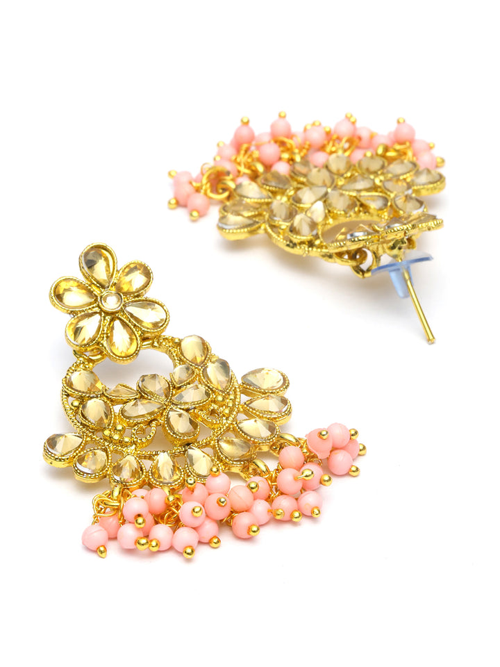 Pink Stones Gold Plated Jewellery Set