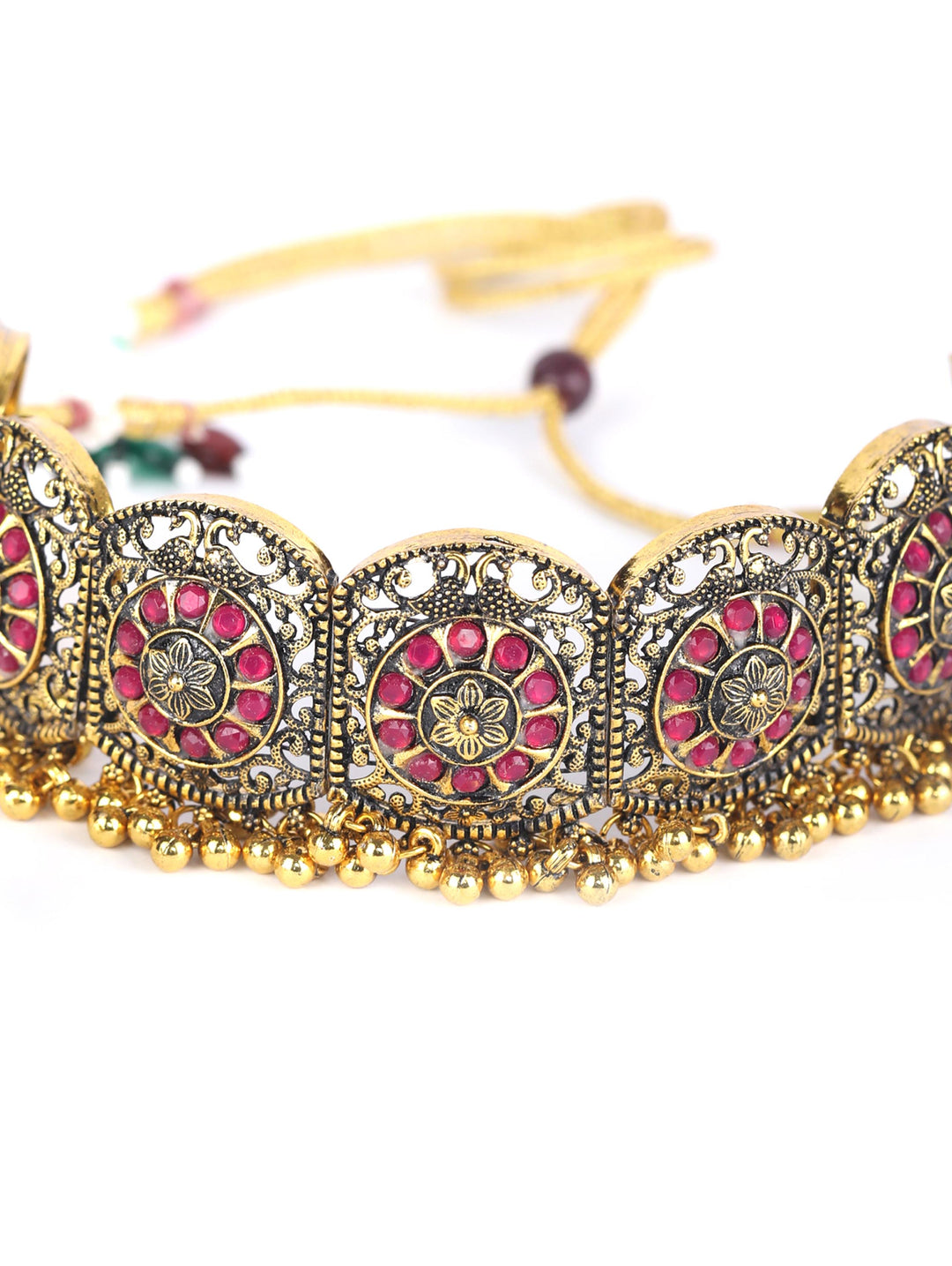 Ruby Stones Studded Gold Plated Choker Set