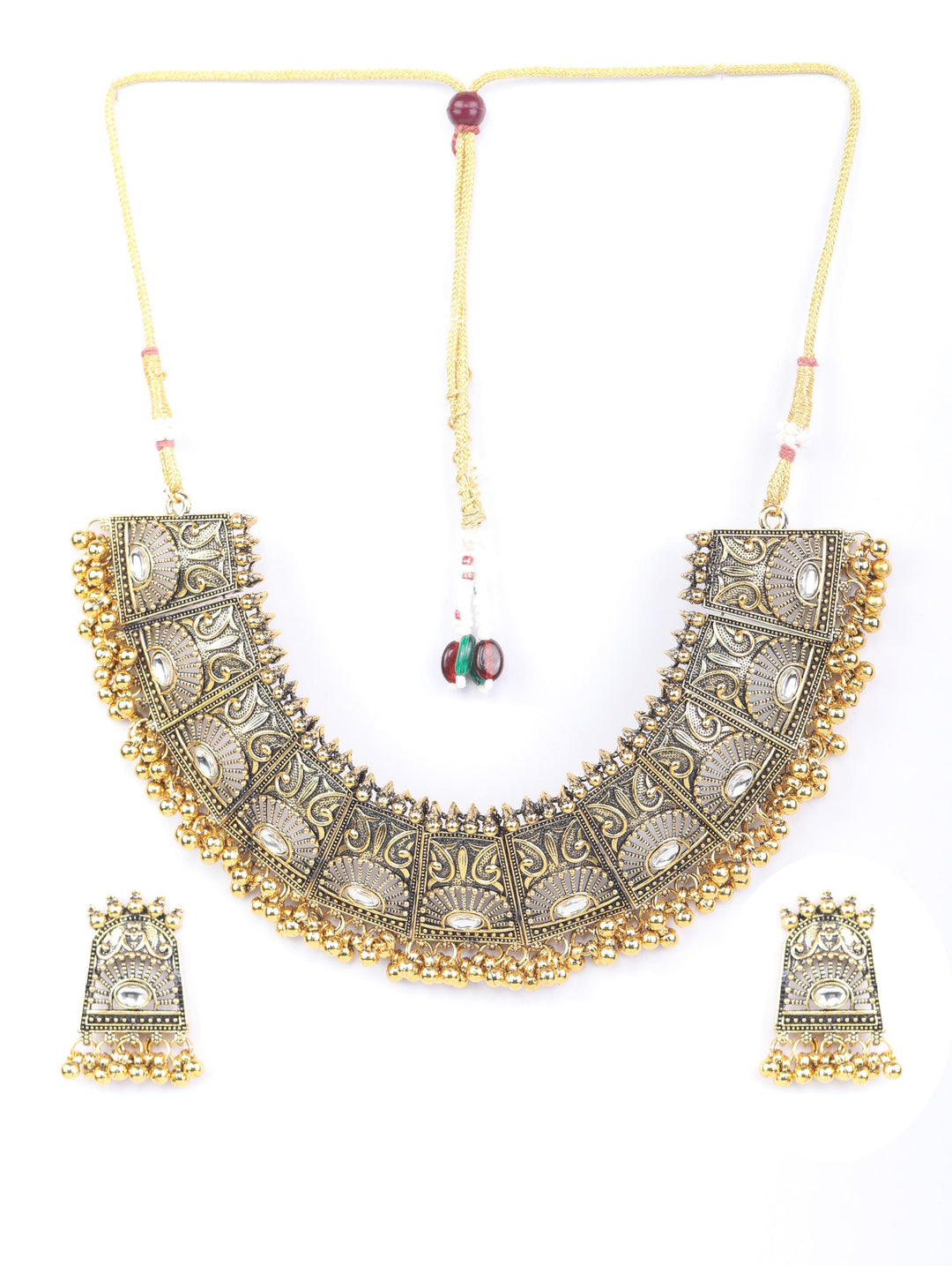Golden Gaze - Kundan Gold Plated Oxidised Jewellery Set