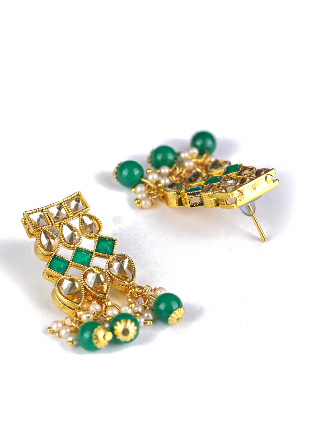 Green Kundan Pearls Gold Plated Choker Set