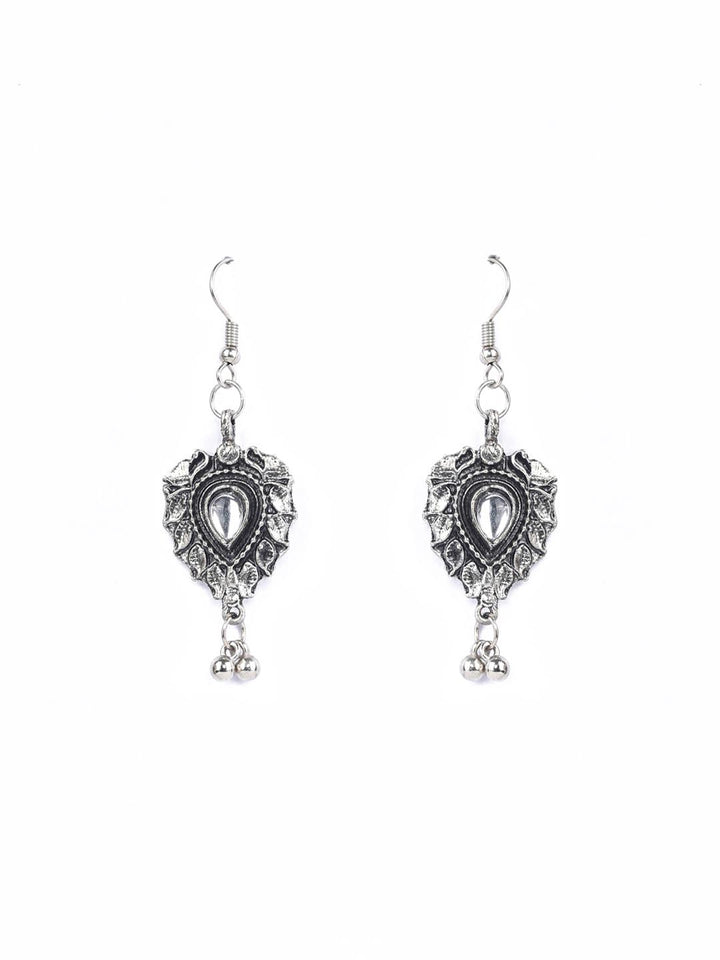 Kundan Stones Studded Silver Plated Jewellery Set