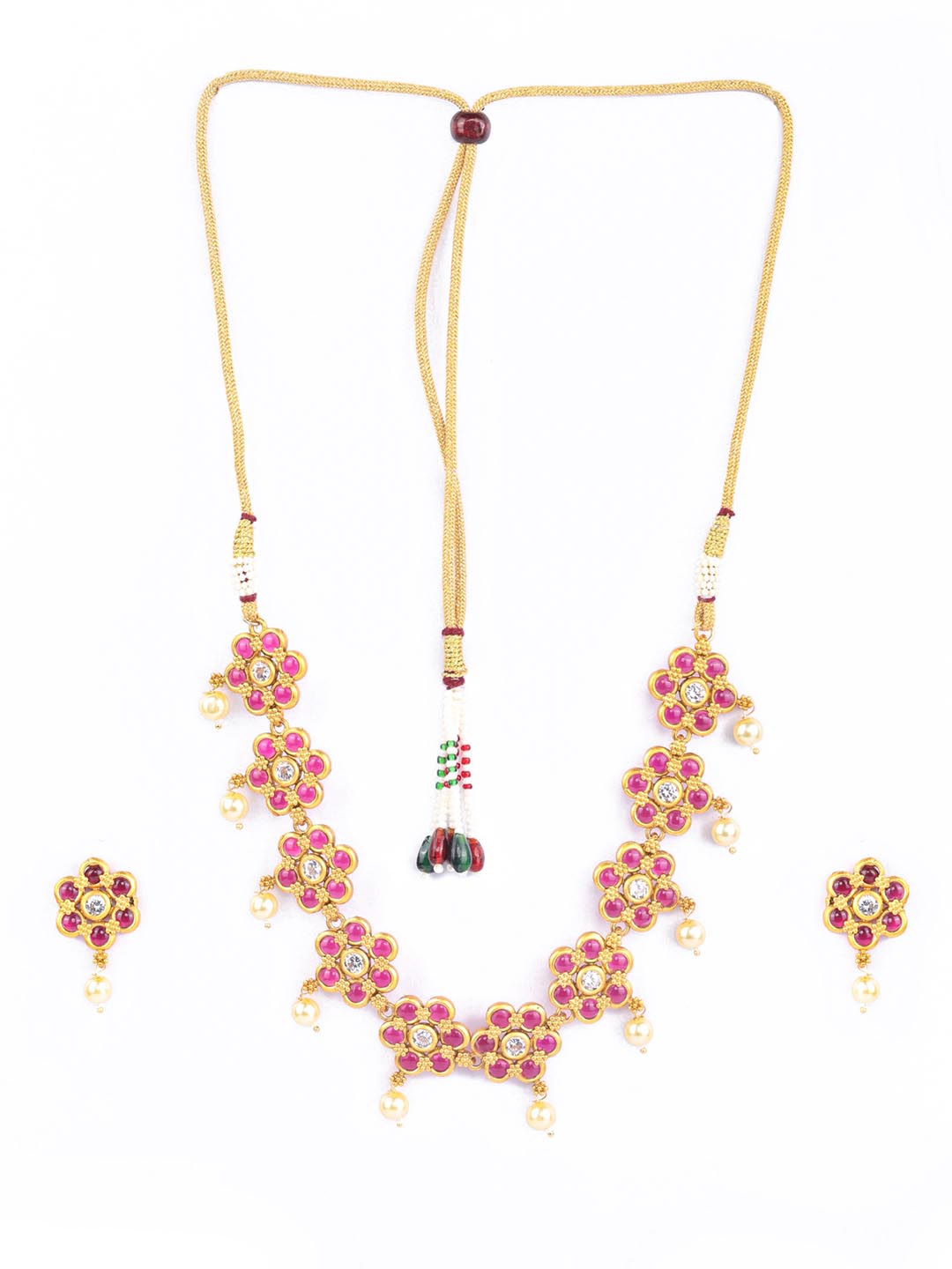 Ruby Gold Plated Jewellery Set
