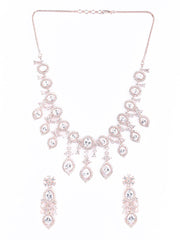 American Diamond Cubic Zirconia Rose Gold Plated Jewellery Set