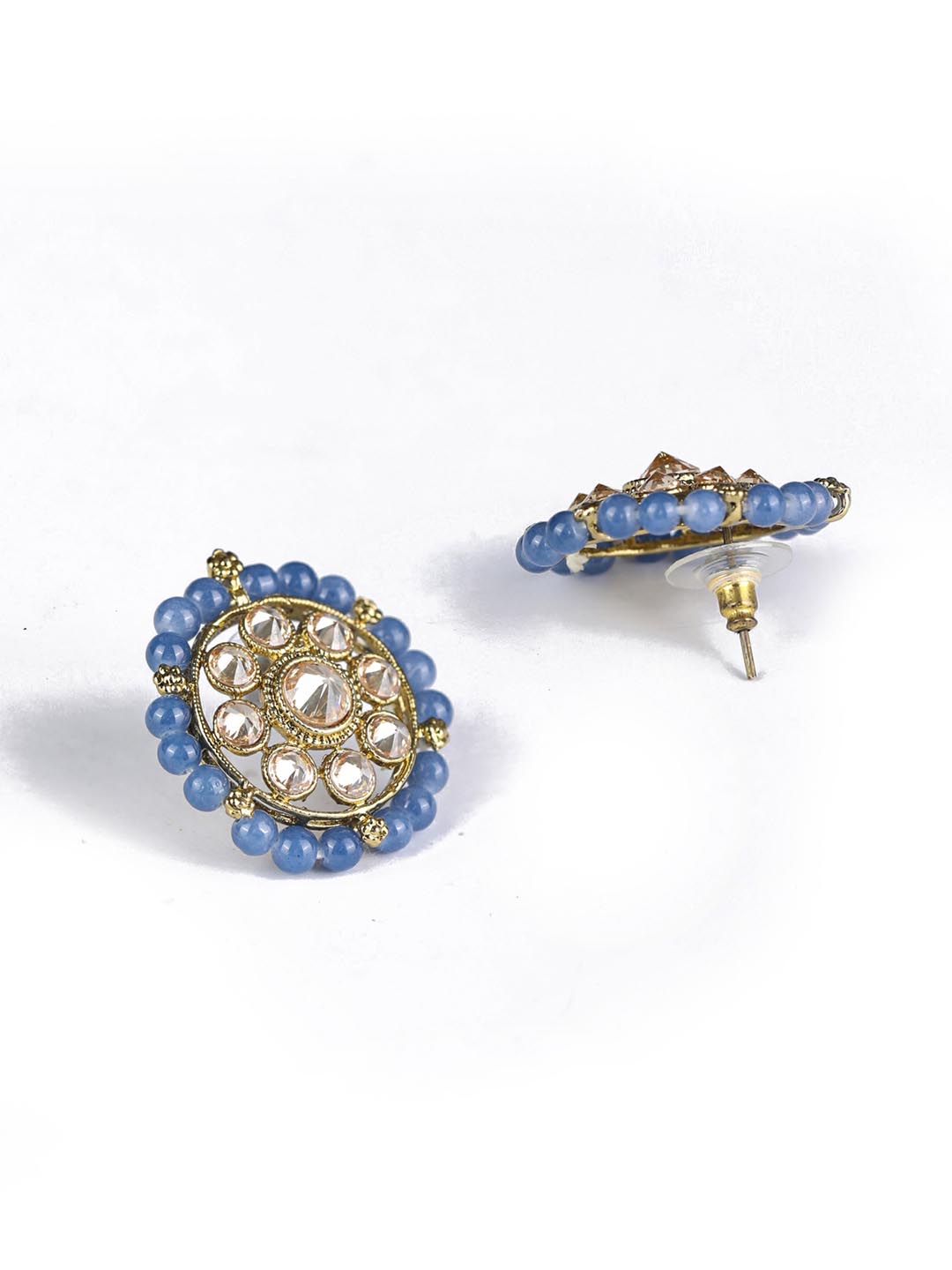 Blue White Kundan Gold Plated Jewellery Set