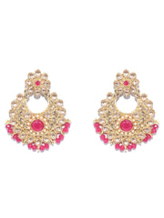 Red Kundan Pearls Gold Plated Choker Set with Maang Tikka