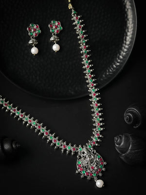 Green Ruby Emerald German Silver Plated Jewellery Set