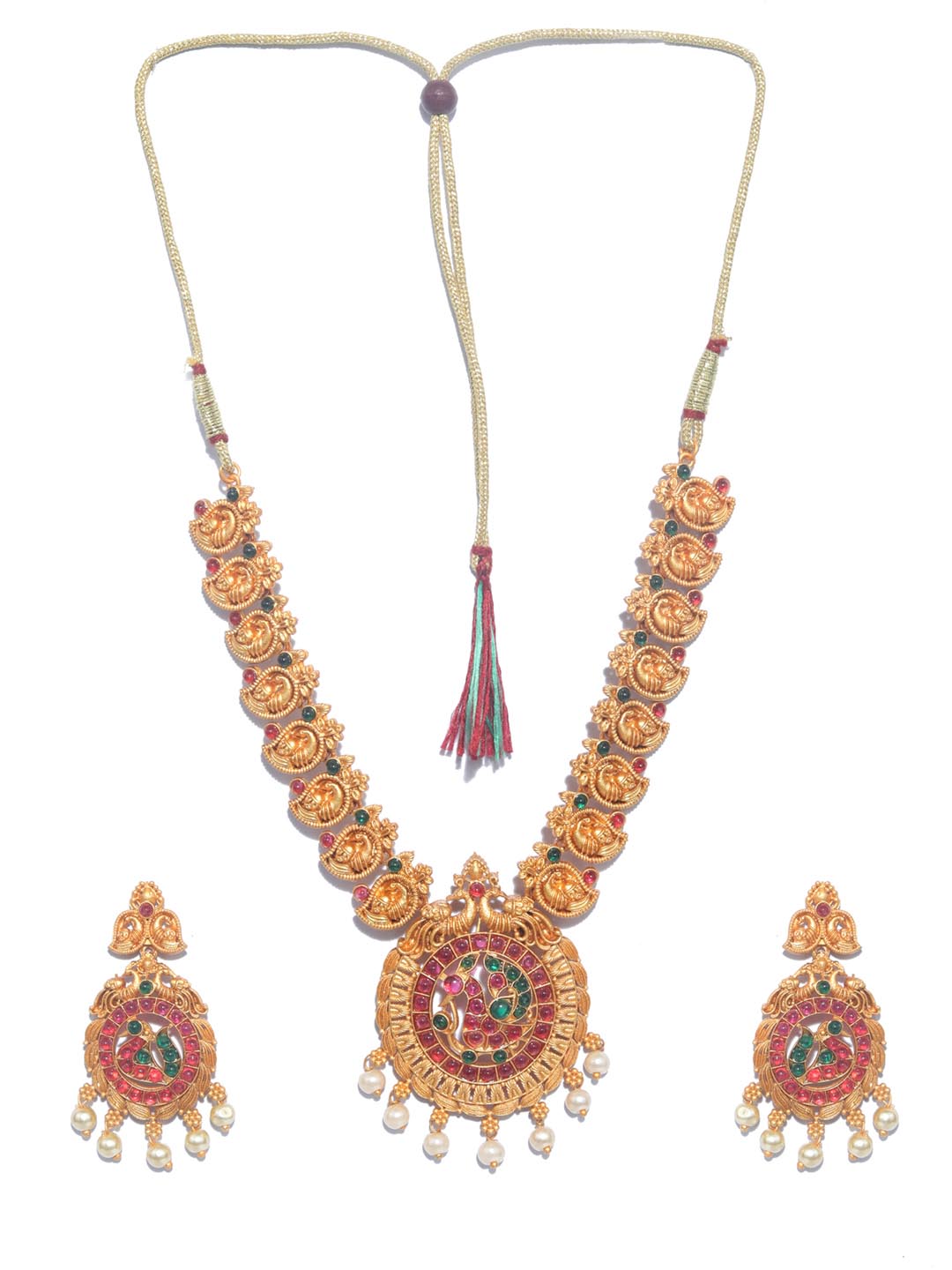 Green Ruby Kemp Stones Gold Plated Jewellery Set