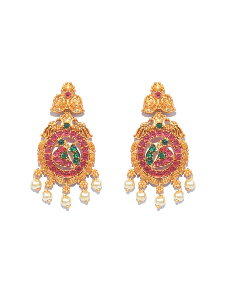 Green Ruby Kemp Stones Gold Plated Jewellery Set – Priyaasi