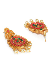 Green Ruby Kemp Stones Gold Plated Jewellery Set