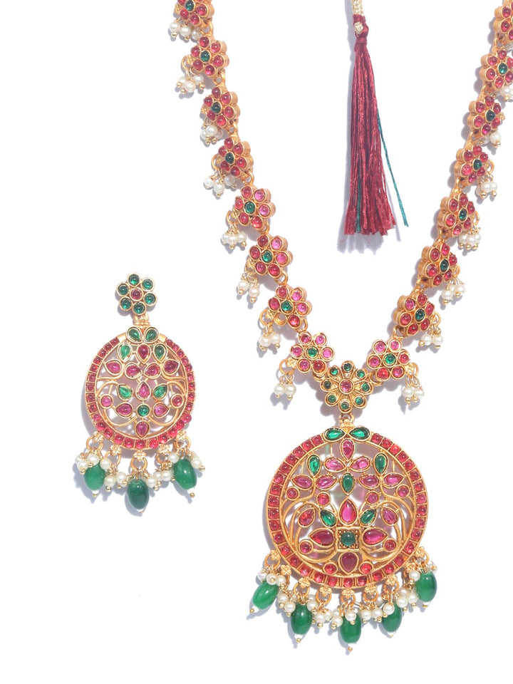 Green Ruby Kemp Stones Gold Plated Jewellery Set