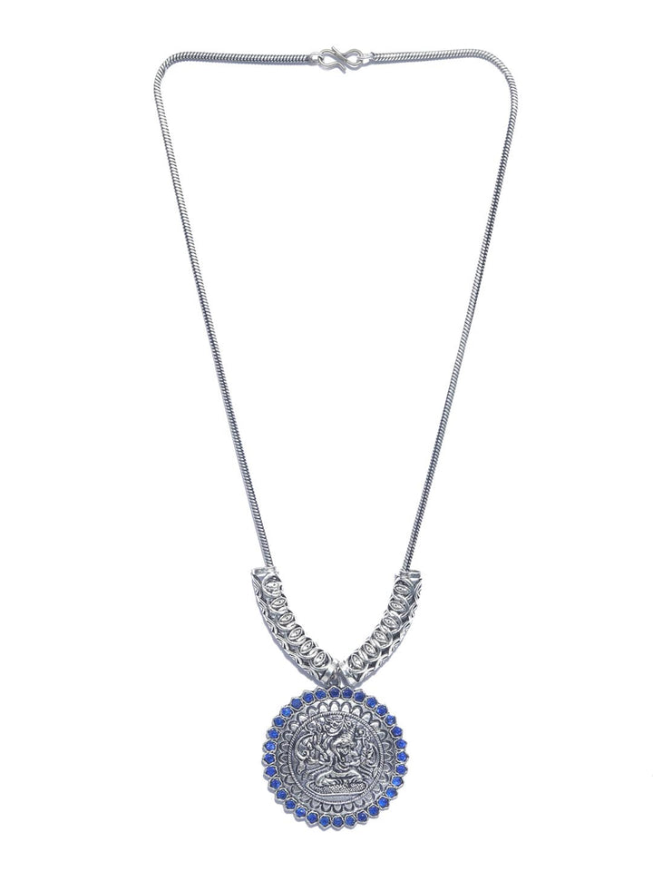Blue German Silver Plated Necklace