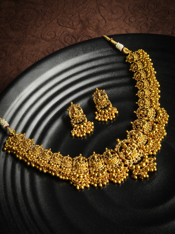 Temple Aura - Classic Gold Plated Jewellery Set
