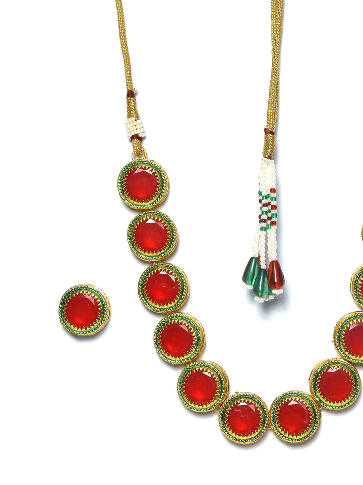 Red Gold Plated Sun Patterned Jewellery Set