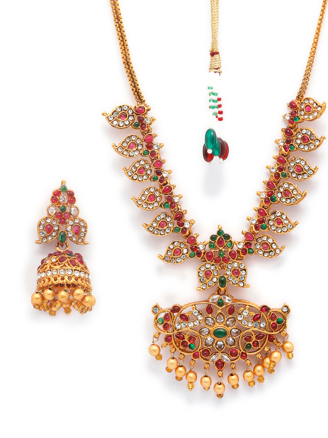 Traditional Ruby & Emerald Floral Jewellery Set