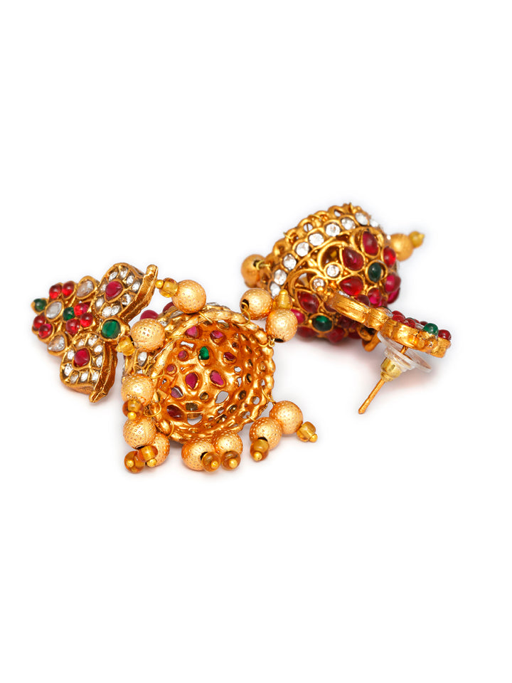 Traditional Ruby & Emerald Floral Jewellery Set